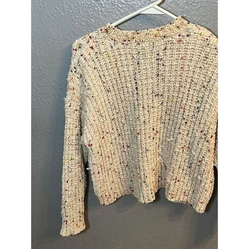 Womens Cream color with various colors‎ sweater size extra small cropped - Picture 7 of 7